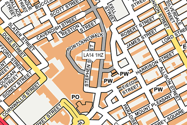 LA14 1HZ map - OS OpenMap – Local (Ordnance Survey)