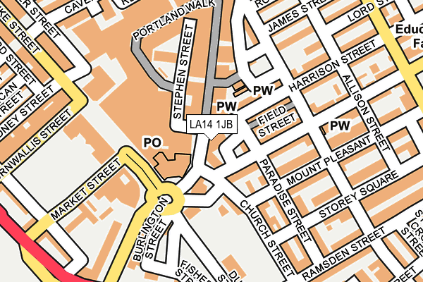 LA14 1JB map - OS OpenMap – Local (Ordnance Survey)