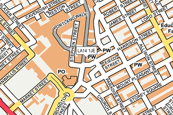 LA14 1JE map - OS OpenMap – Local (Ordnance Survey)