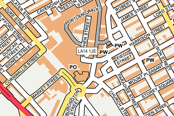 LA14 1JS map - OS OpenMap – Local (Ordnance Survey)