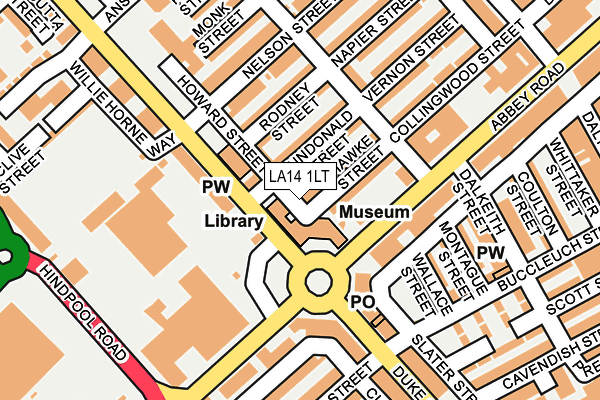 LA14 1LT map - OS OpenMap – Local (Ordnance Survey)