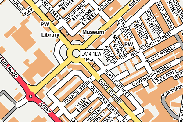 LA14 1LW map - OS OpenMap – Local (Ordnance Survey)