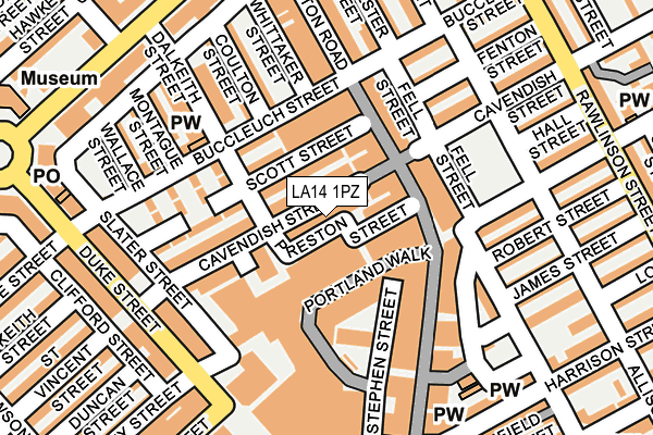 LA14 1PZ map - OS OpenMap – Local (Ordnance Survey)
