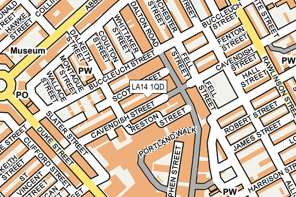 LA14 1QD map - OS OpenMap – Local (Ordnance Survey)