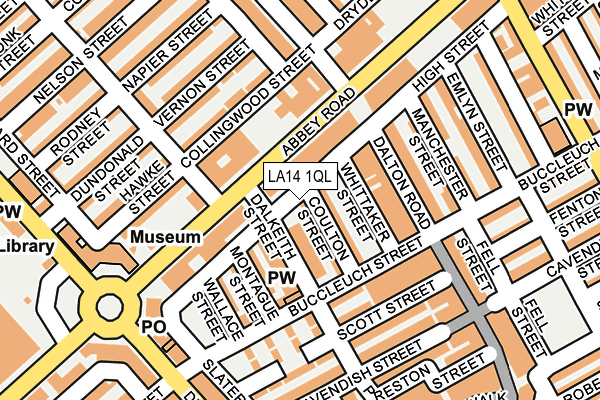 LA14 1QL map - OS OpenMap – Local (Ordnance Survey)