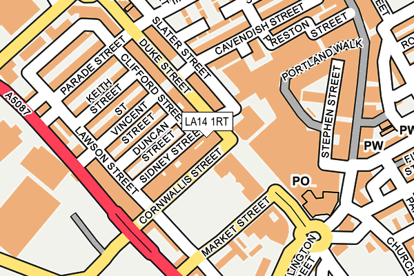 LA14 1RT map - OS OpenMap – Local (Ordnance Survey)