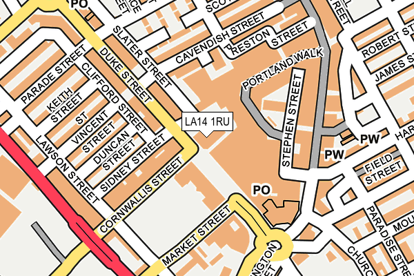 LA14 1RU map - OS OpenMap – Local (Ordnance Survey)