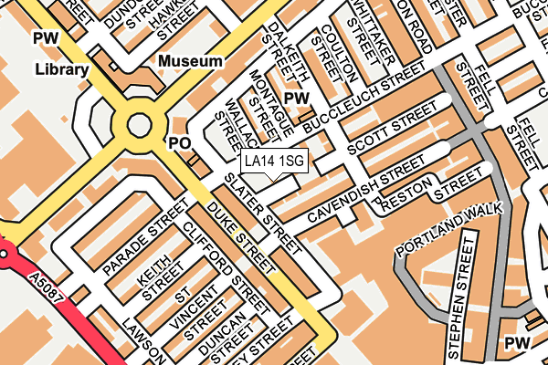 LA14 1SG map - OS OpenMap – Local (Ordnance Survey)