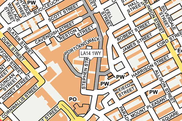 LA14 1WY map - OS OpenMap – Local (Ordnance Survey)