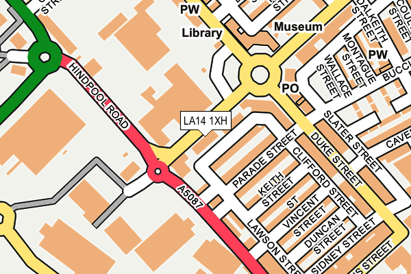 LA14 1XH map - OS OpenMap – Local (Ordnance Survey)