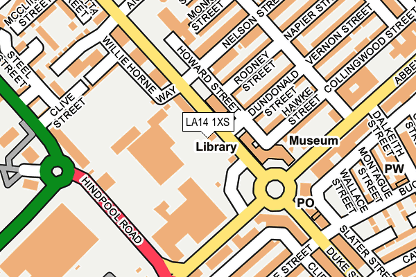 LA14 1XS map - OS OpenMap – Local (Ordnance Survey)