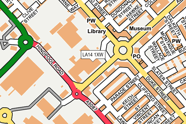 LA14 1XW map - OS OpenMap – Local (Ordnance Survey)