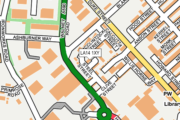 LA14 1XY map - OS OpenMap – Local (Ordnance Survey)