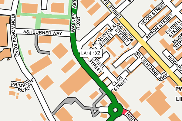 LA14 1XZ map - OS OpenMap – Local (Ordnance Survey)