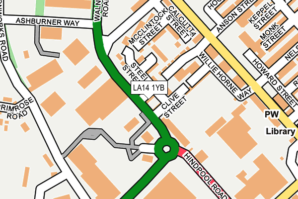 LA14 1YB map - OS OpenMap – Local (Ordnance Survey)