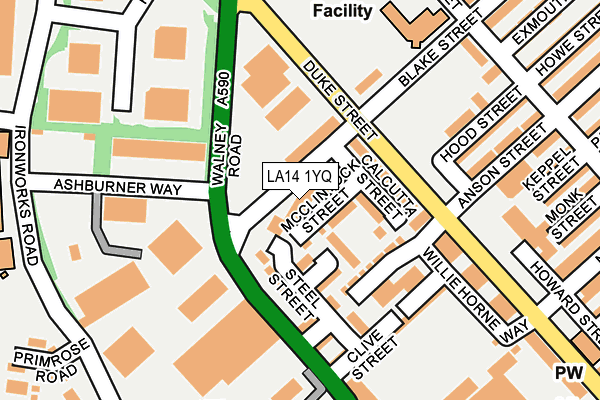 LA14 1YQ map - OS OpenMap – Local (Ordnance Survey)