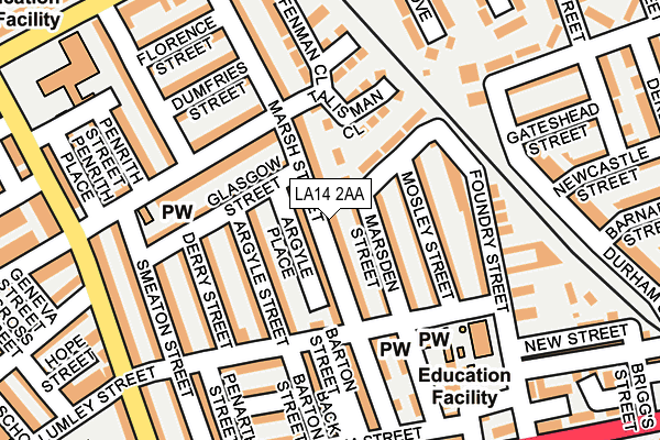 LA14 2AA map - OS OpenMap – Local (Ordnance Survey)