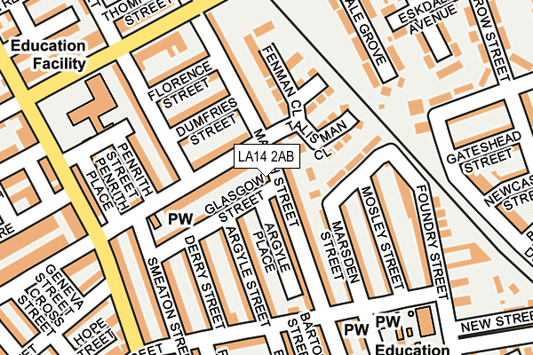 LA14 2AB map - OS OpenMap – Local (Ordnance Survey)