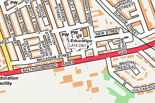 LA14 2AU map - OS OpenMap – Local (Ordnance Survey)