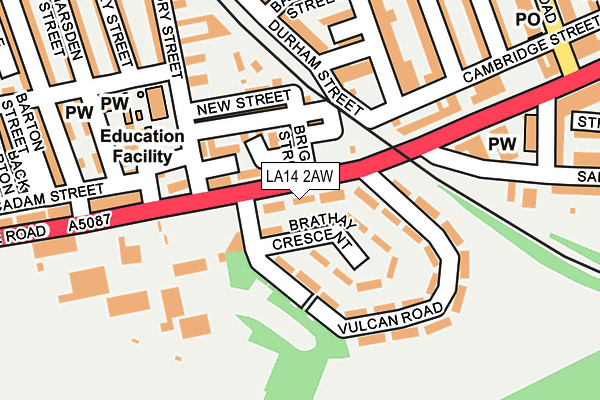 LA14 2AW map - OS OpenMap – Local (Ordnance Survey)