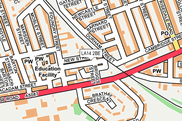 LA14 2BE map - OS OpenMap – Local (Ordnance Survey)