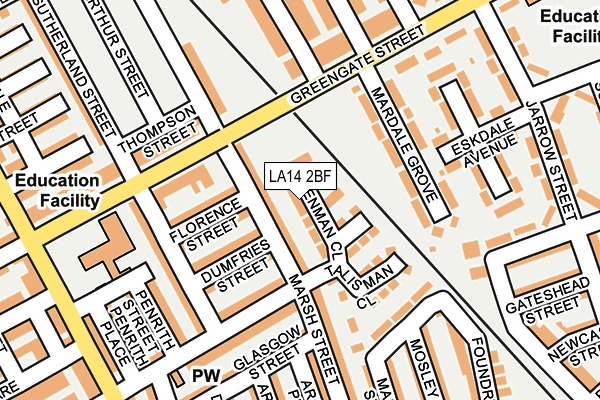 LA14 2BF map - OS OpenMap – Local (Ordnance Survey)