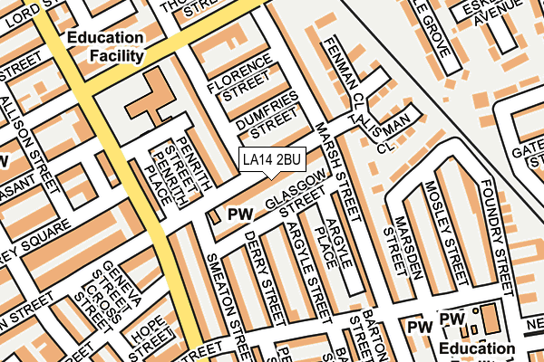 LA14 2BU map - OS OpenMap – Local (Ordnance Survey)