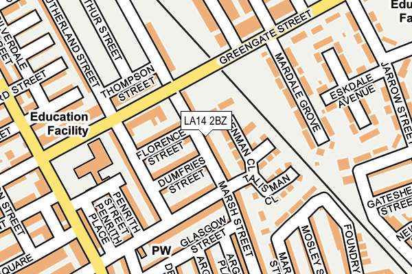 LA14 2BZ map - OS OpenMap – Local (Ordnance Survey)
