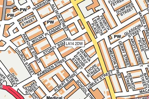 LA14 2DW map - OS OpenMap – Local (Ordnance Survey)