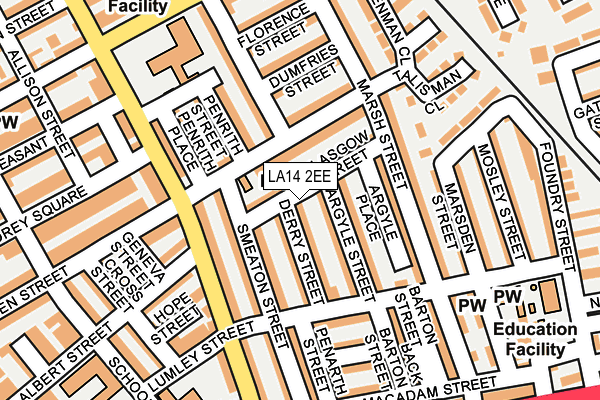 LA14 2EE map - OS OpenMap – Local (Ordnance Survey)