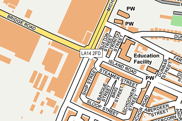 LA14 2FD map - OS OpenMap – Local (Ordnance Survey)