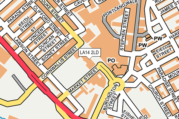 LA14 2LD map - OS OpenMap – Local (Ordnance Survey)
