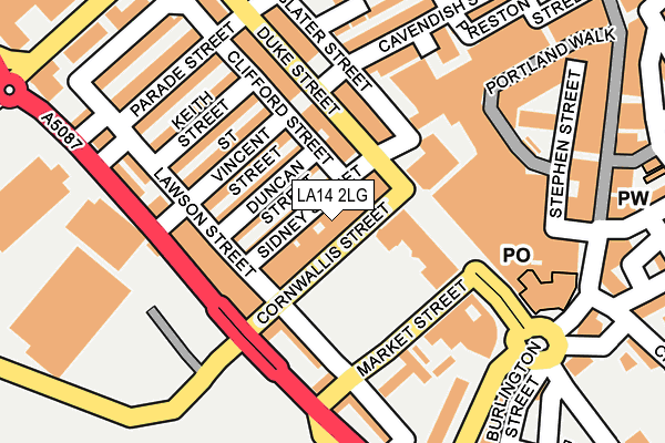 LA14 2LG map - OS OpenMap – Local (Ordnance Survey)