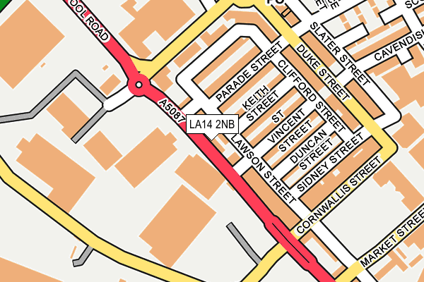 LA14 2NB map - OS OpenMap – Local (Ordnance Survey)