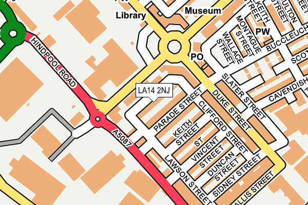 LA14 2NJ map - OS OpenMap – Local (Ordnance Survey)