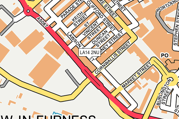 LA14 2NU map - OS OpenMap – Local (Ordnance Survey)