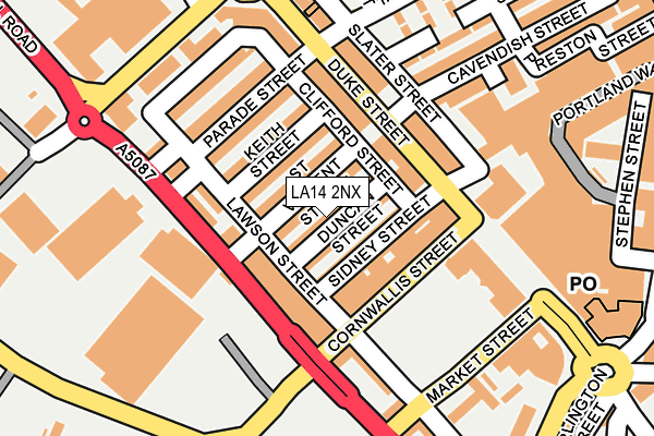 LA14 2NX map - OS OpenMap – Local (Ordnance Survey)