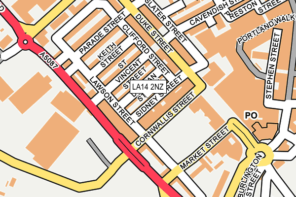 LA14 2NZ map - OS OpenMap – Local (Ordnance Survey)