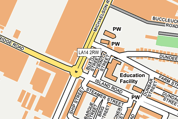 LA14 2RW map - OS OpenMap – Local (Ordnance Survey)
