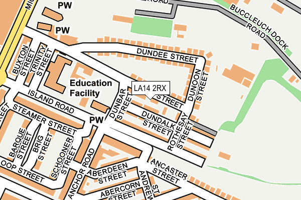 LA14 2RX map - OS OpenMap – Local (Ordnance Survey)