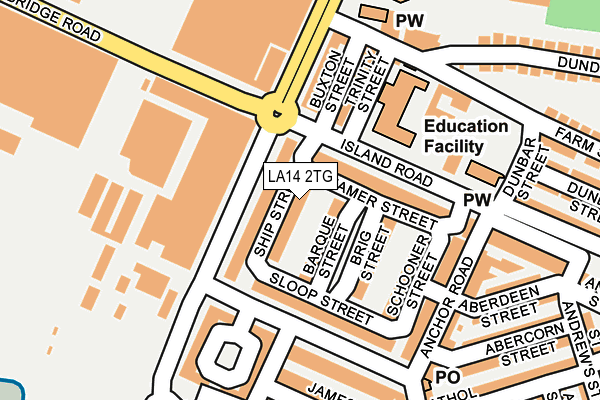 LA14 2TG map - OS OpenMap – Local (Ordnance Survey)