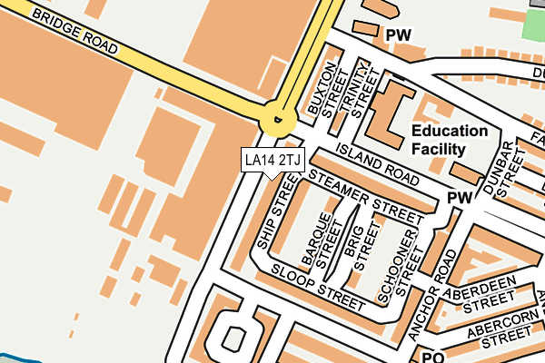 LA14 2TJ map - OS OpenMap – Local (Ordnance Survey)