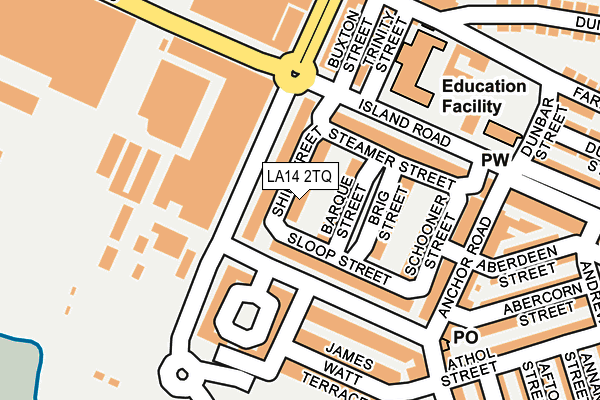 LA14 2TQ map - OS OpenMap – Local (Ordnance Survey)