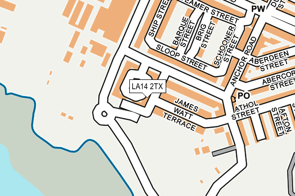 LA14 2TX map - OS OpenMap – Local (Ordnance Survey)