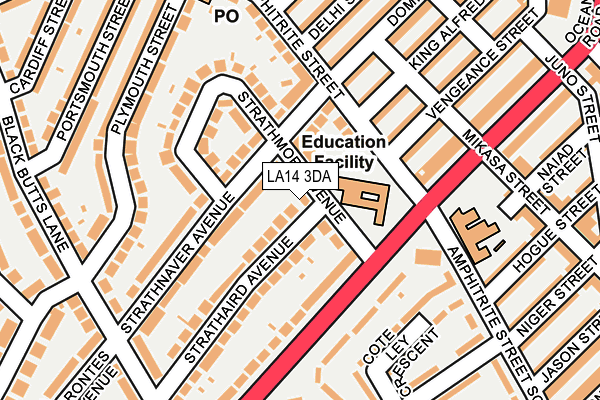 LA14 3DA map - OS OpenMap – Local (Ordnance Survey)
