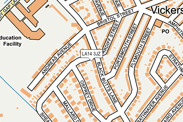 LA14 3JZ map - OS OpenMap – Local (Ordnance Survey)