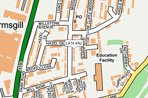 LA14 4AU map - OS OpenMap – Local (Ordnance Survey)