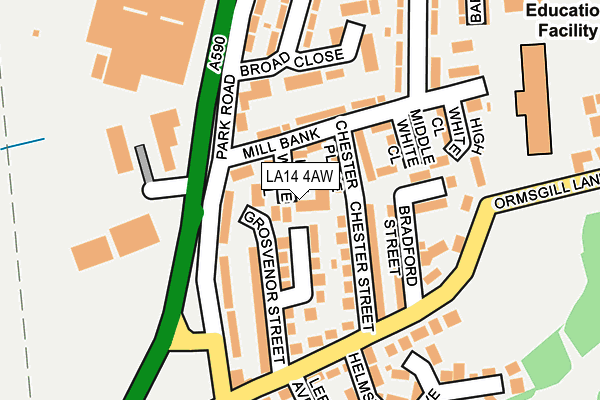 LA14 4AW map - OS OpenMap – Local (Ordnance Survey)