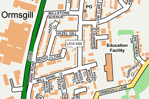LA14 4AX map - OS OpenMap – Local (Ordnance Survey)