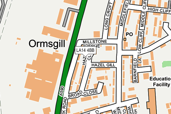 LA14 4BB map - OS OpenMap – Local (Ordnance Survey)